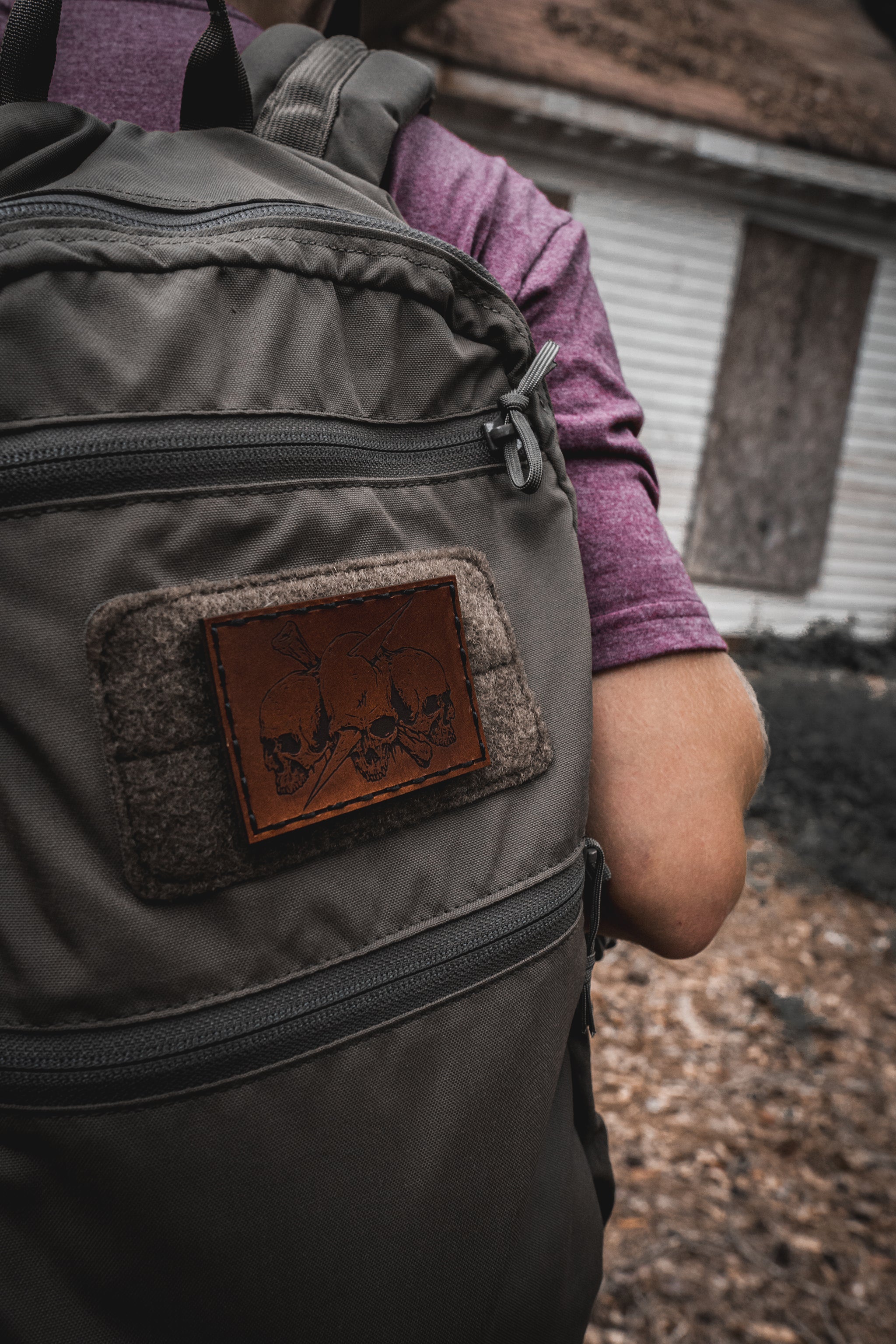 backpack with leather patch Power in Death Leather Patch