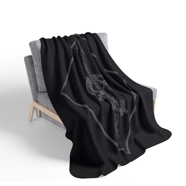 Pierced Fleece Sherpa Blanket - Black & Gray