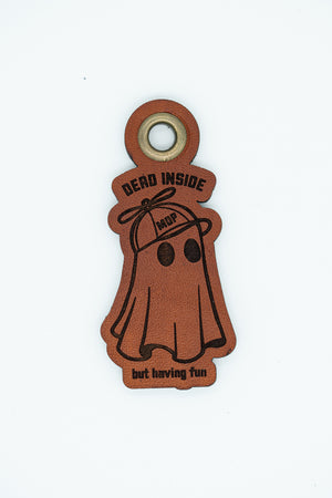 Dead Inside Leather Keychain