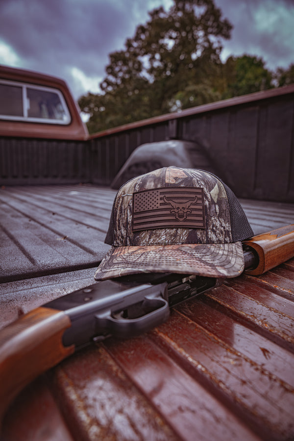 American Flag / OG Demon Leather Patch Hat - Camo 112