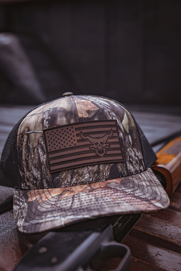 American Flag / OG Demon Leather Patch Hat - Camo 112
