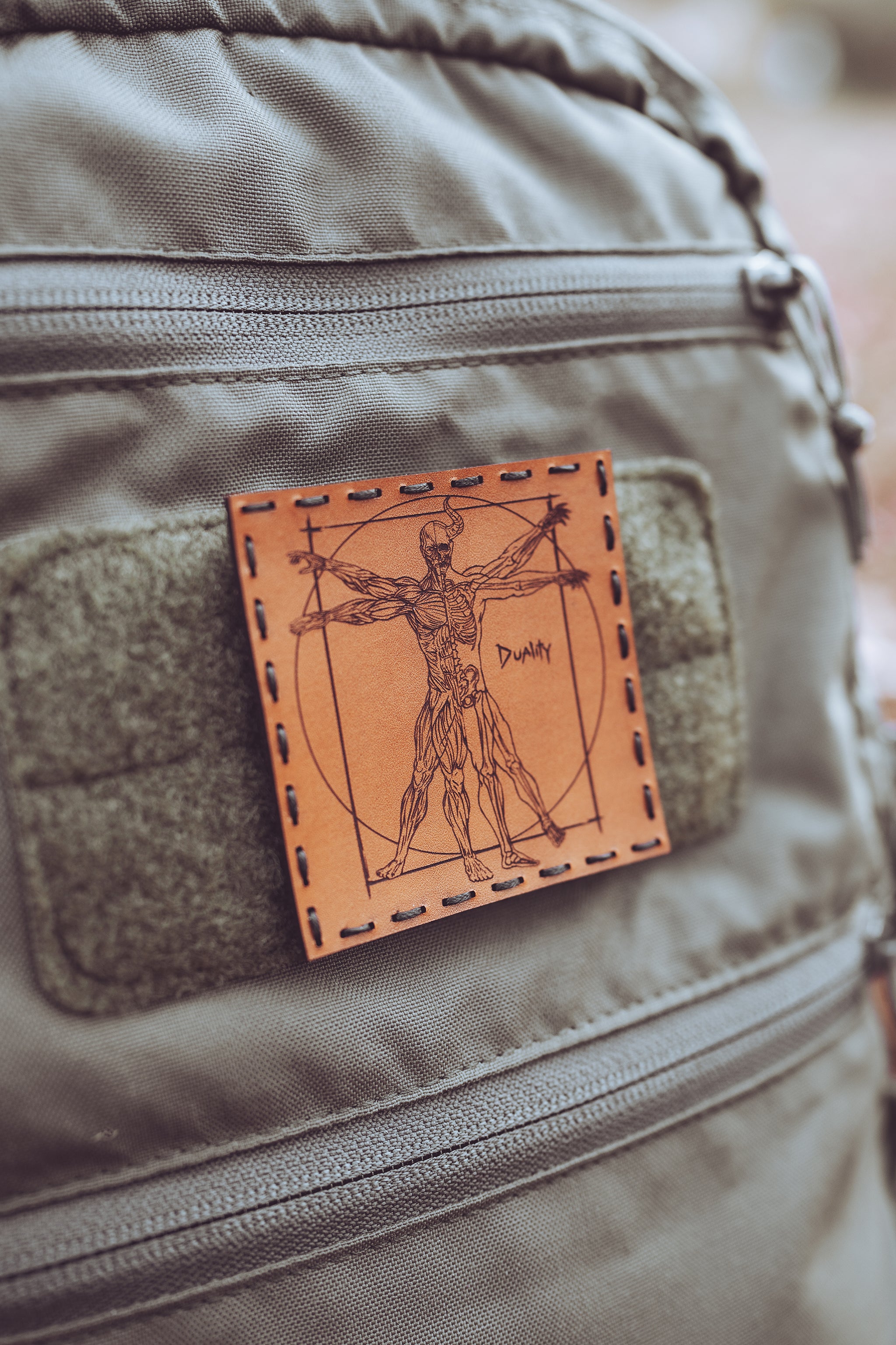 black backpack leather patches Duality Leather Patch